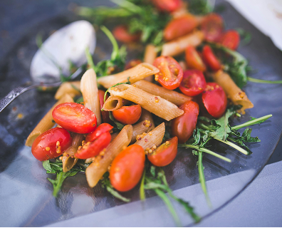 close-up of colourful traditional meal